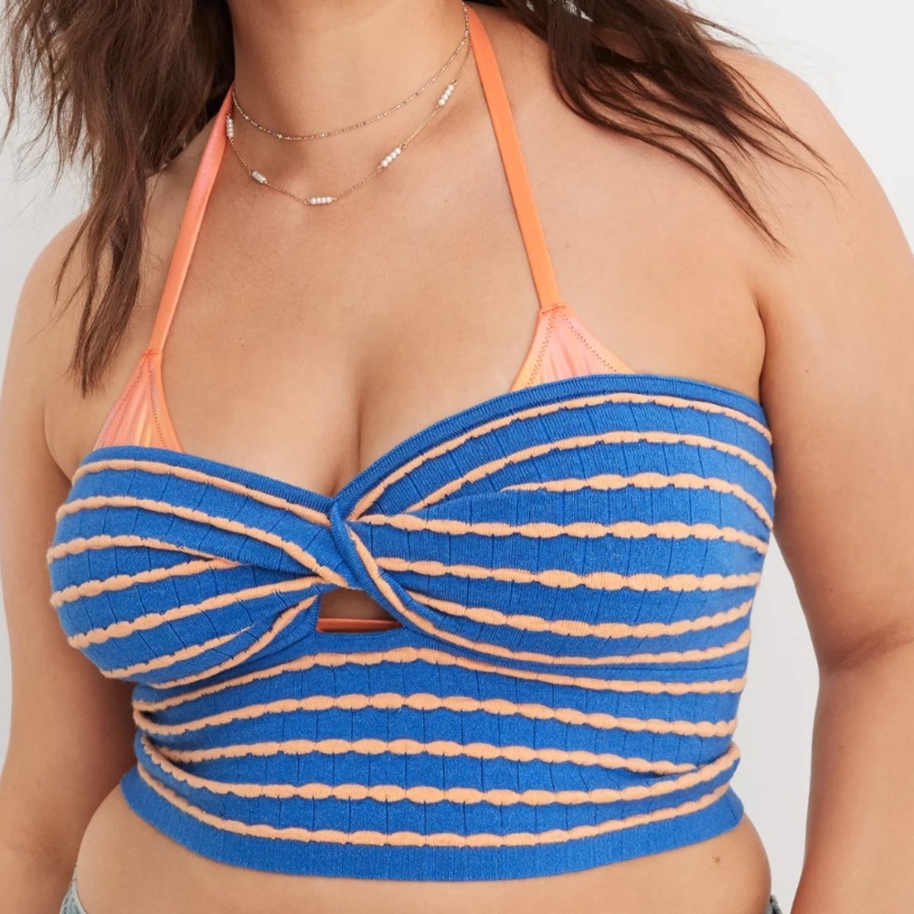 Orange and blue tube top